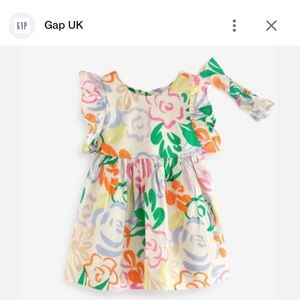 Gap baby floral flutter sleeve dress with matching headband | 12-18mo